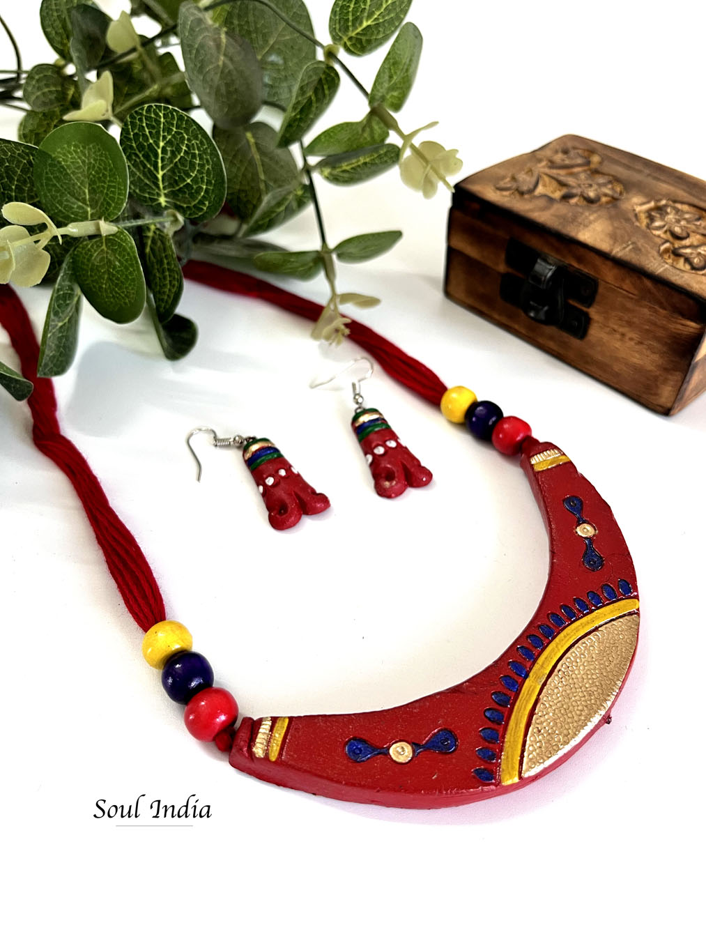 Handmade Terracotta Half Moon  Necklace