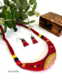 Handmade Terracotta Half Moon  Necklace