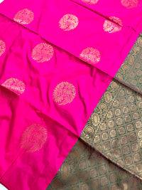 Banarasi Silk Saree With Woven Work - Pink