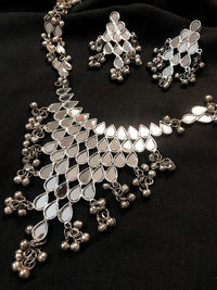 Oxidised Silver Polished Neo-Ethnic Necklace Set