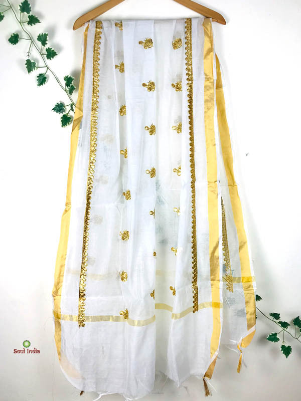 Chanderi Gota Patti Dupatta - White