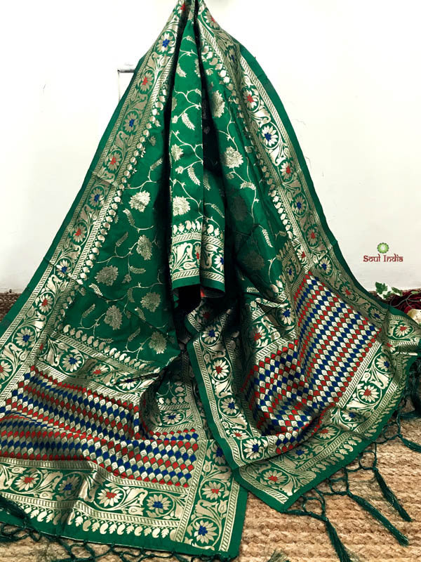 Woven Art Silk Dupatta - Green