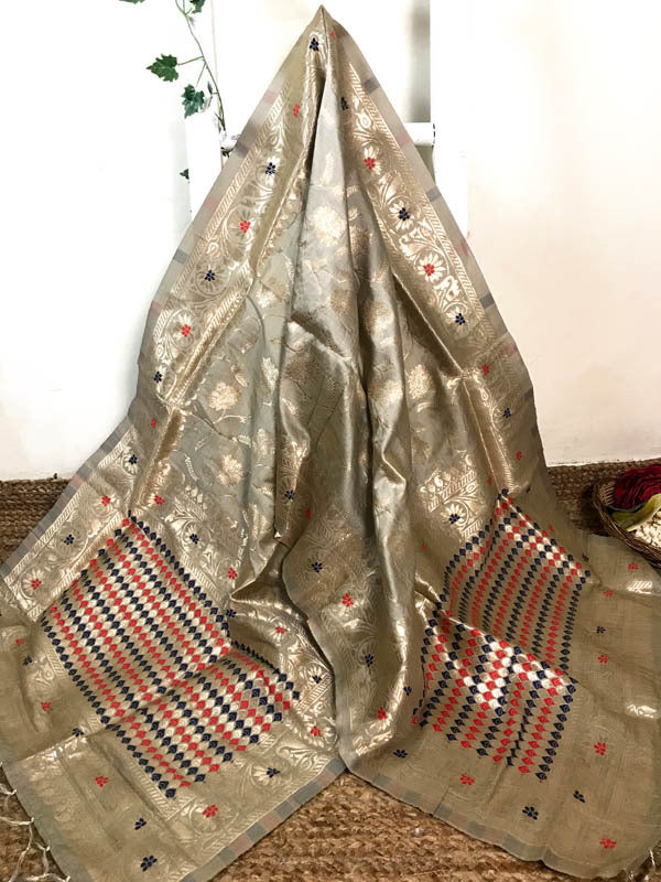 Woven Art Silk Dupatta -Taupe