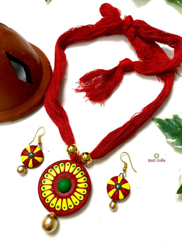 Handmade  Hand-painted Terracotta Jewellery Set