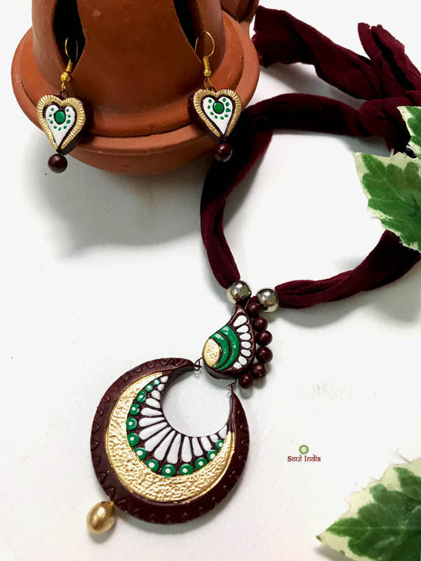 Handmade  Hand-painted Terracotta Jewellery Set