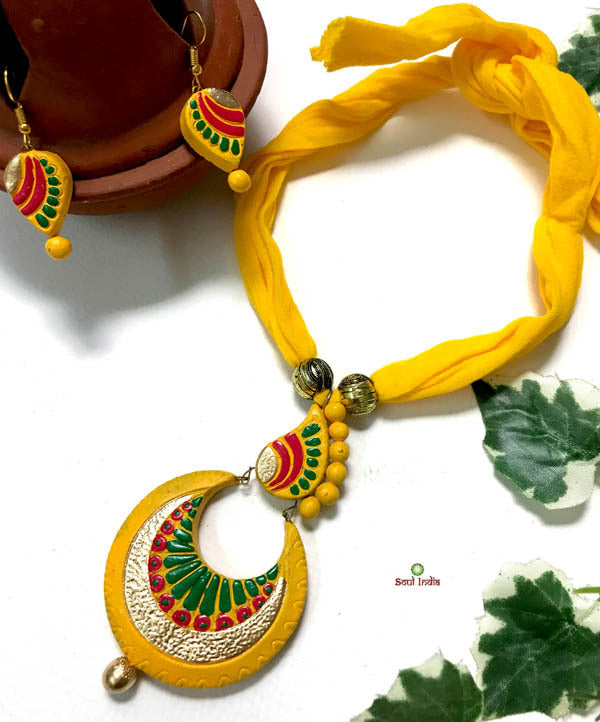 Handmade  Hand-painted Terracotta Jewellery Set