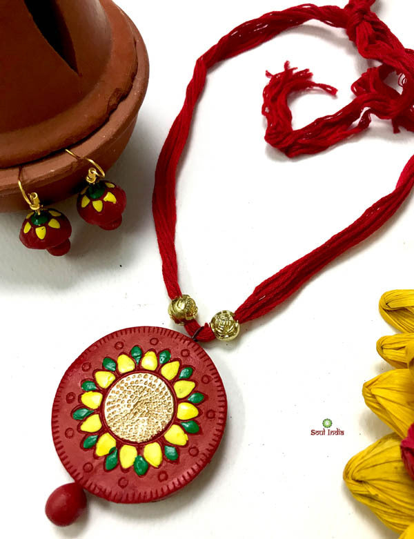 Handmade Hand-painted Terracotta Jewellery Set