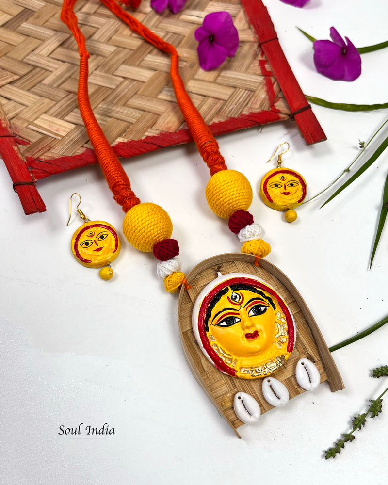 Handmade Terracotta Durga Terracotta Jewellery Set