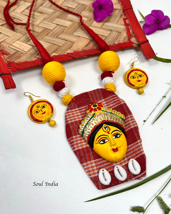 Handmade Terracotta Durga Terracotta Jewellery Set