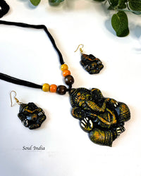 Handmade Terracotta Ganesha Terracotta Necklace