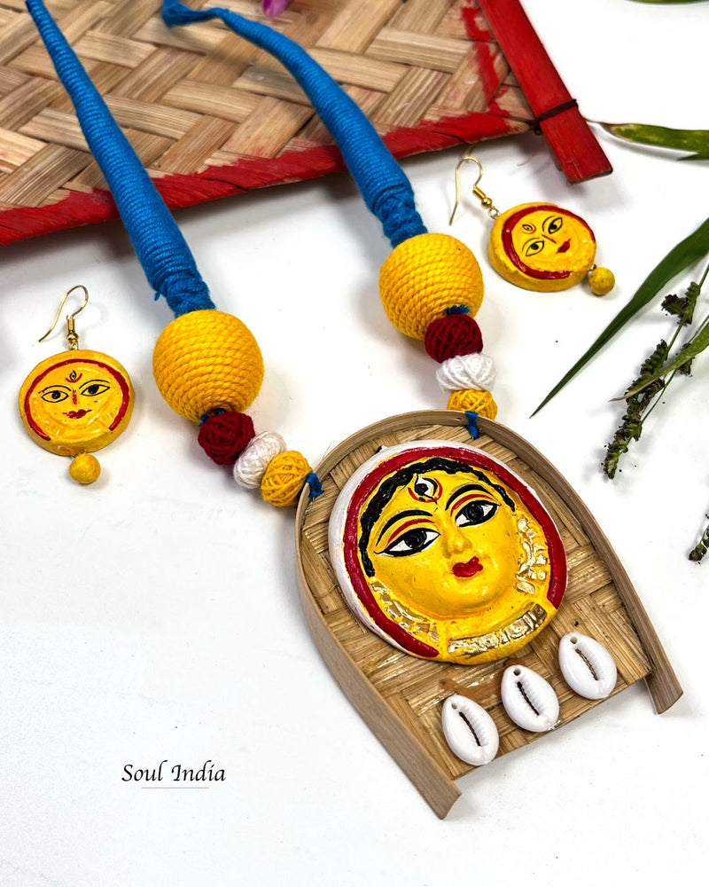 Handmade Terracotta Durga Terracotta Jewellery Set