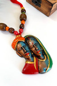 Handmade Terracotta Long Pendant Statement Necklace