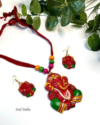 Handmade Terracotta Ganesha Terracotta Necklace