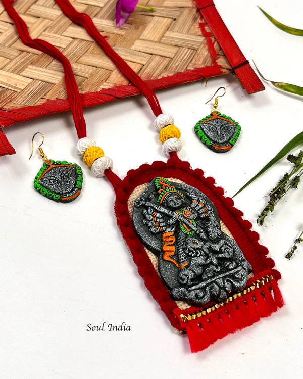 Handmade Terracotta Durga Terracotta Jewellery Set