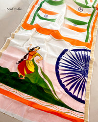 Independence Day Special  Cotton Hand painted Saree