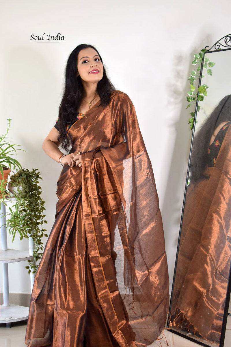 Handloom Mulmul Cotton Bengal Tissue Saree -Midas Touch