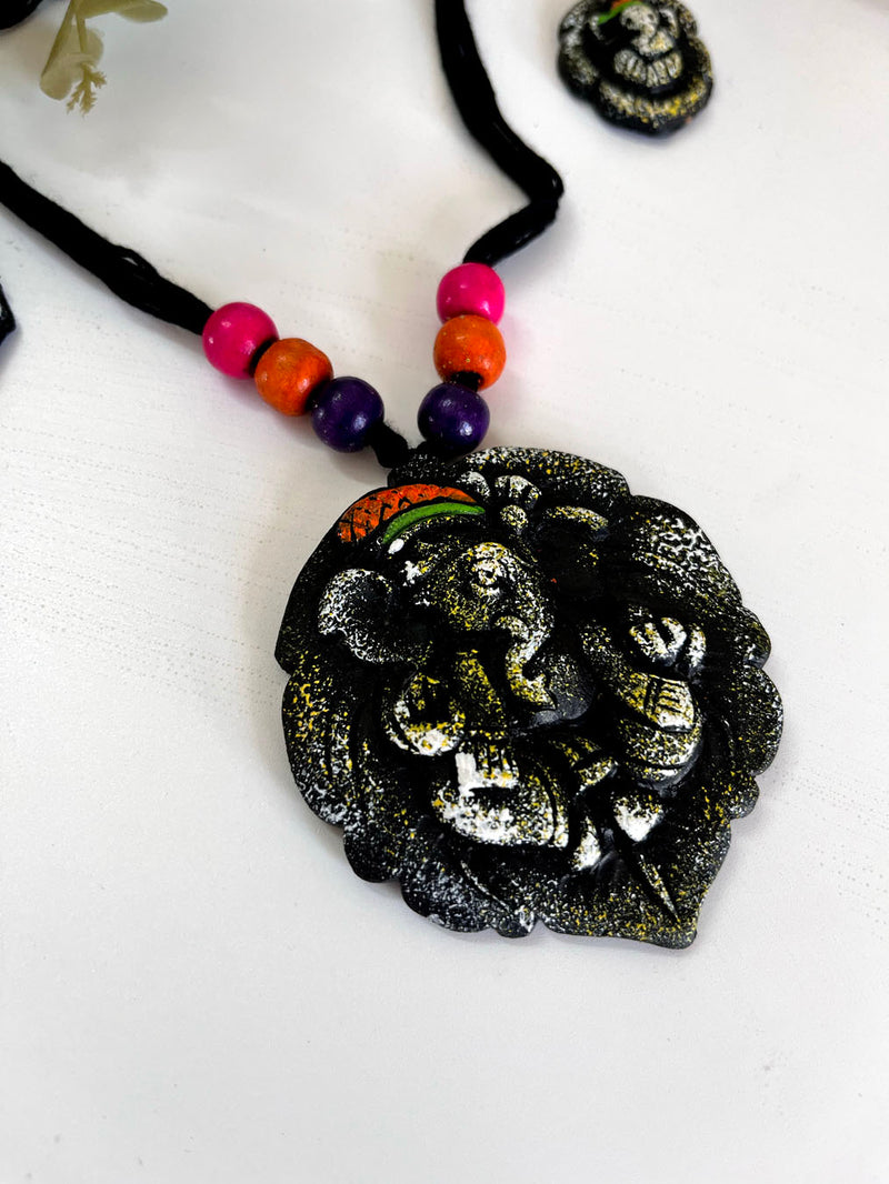 Handmade Terracotta Ganesha Art Terracotta Necklace