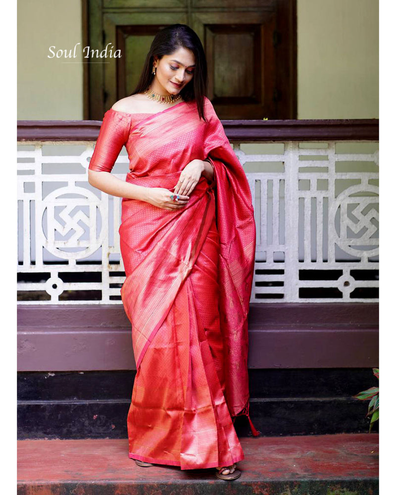 Banarasi Soft Silk Saree- Red