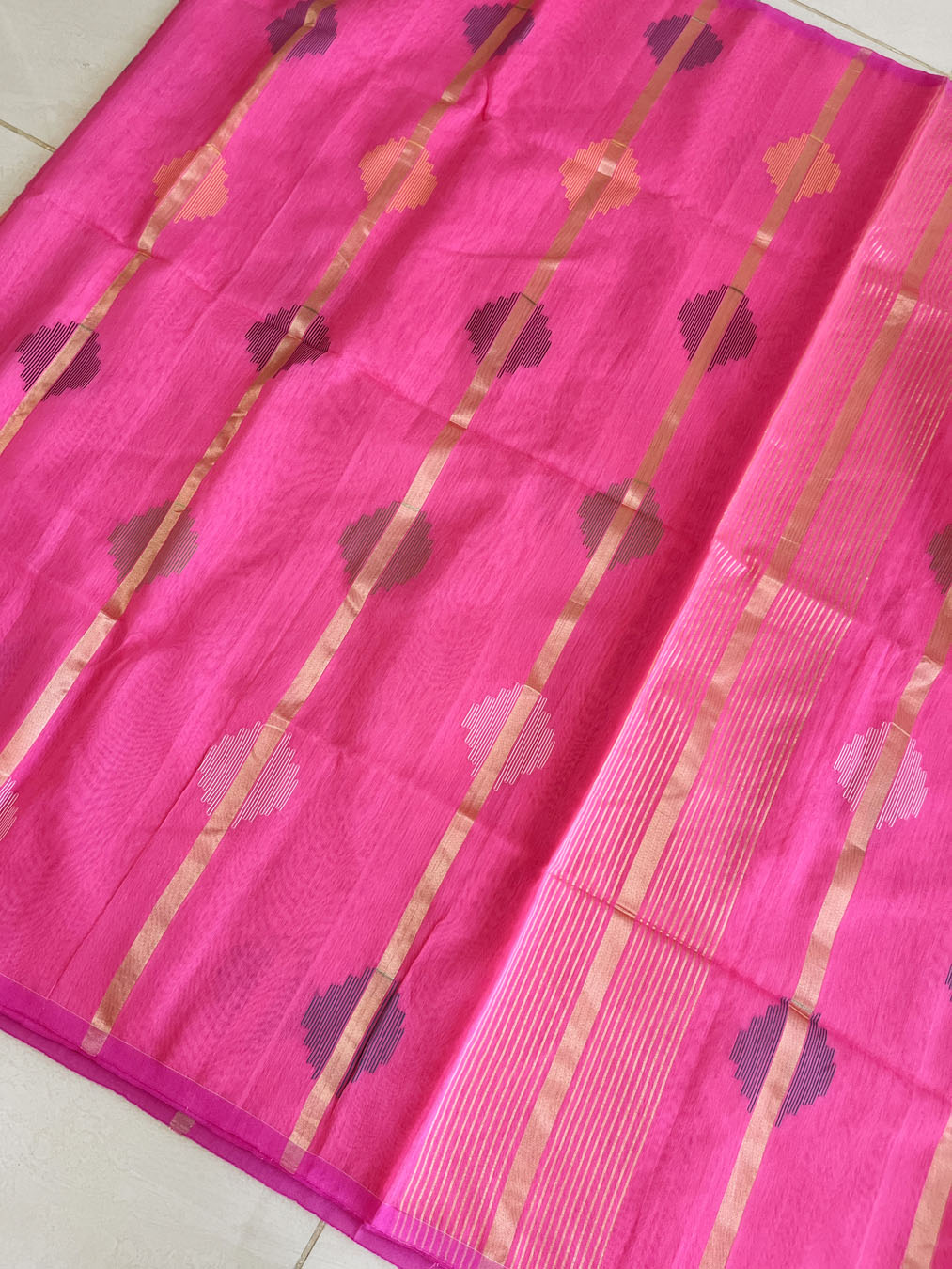 Bengal Silk Cotton With Zari Work - Pink