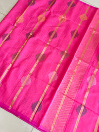 Bengal Silk Cotton With Zari Work - Pink