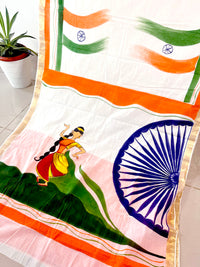 Independence Day Special  Cotton Hand painted Saree