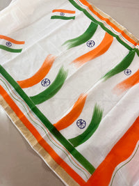 Independence Day Special  Cotton Hand painted Saree