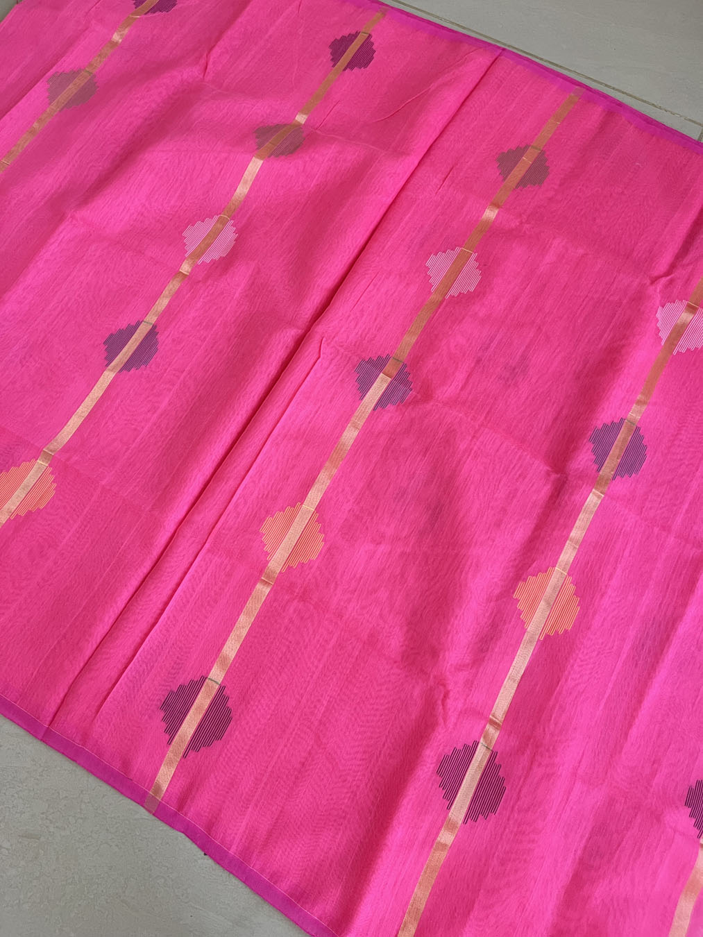 Bengal Silk Cotton With Zari Work - Pink