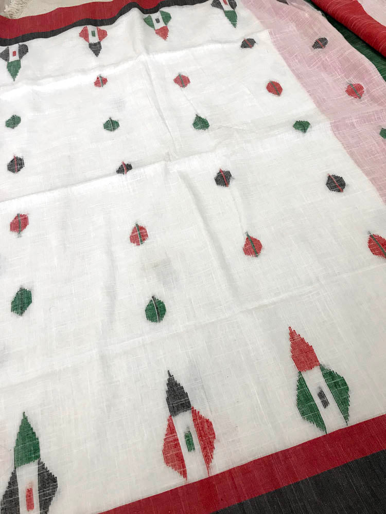 Handloom Khadi Cotton Saree With Woven Design -Off White