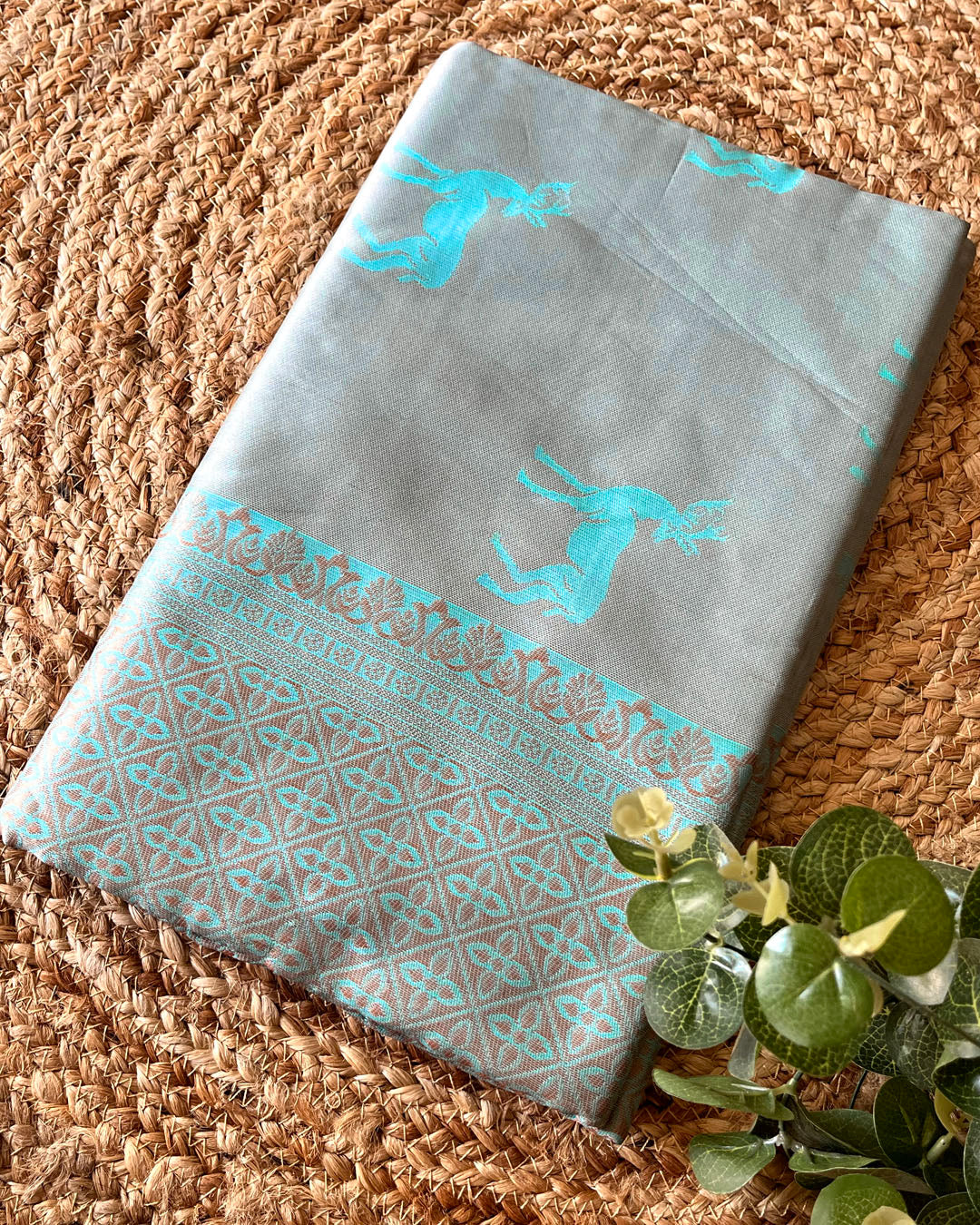 Banarasi Soft Silk Saree- Cyan