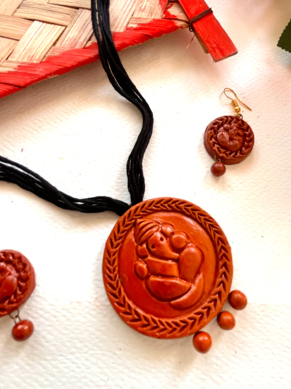 Handmade  Ganesha Terracotta Jewellery Set