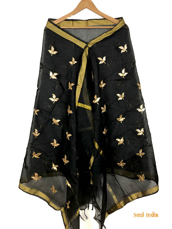 Chanderi Gota Patti Dupatta- Black