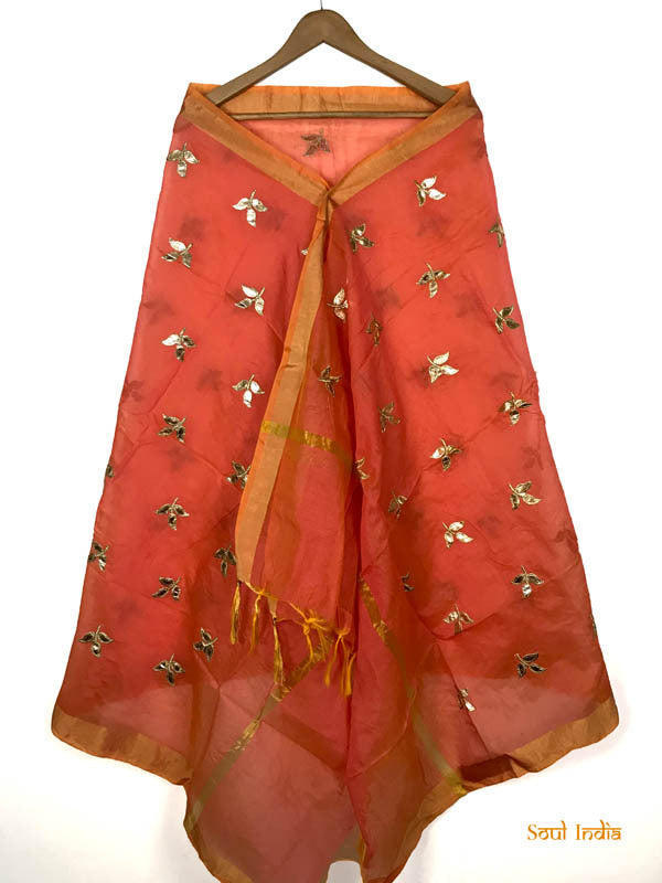 Chanderi Gota Patti Dupatta-Orange