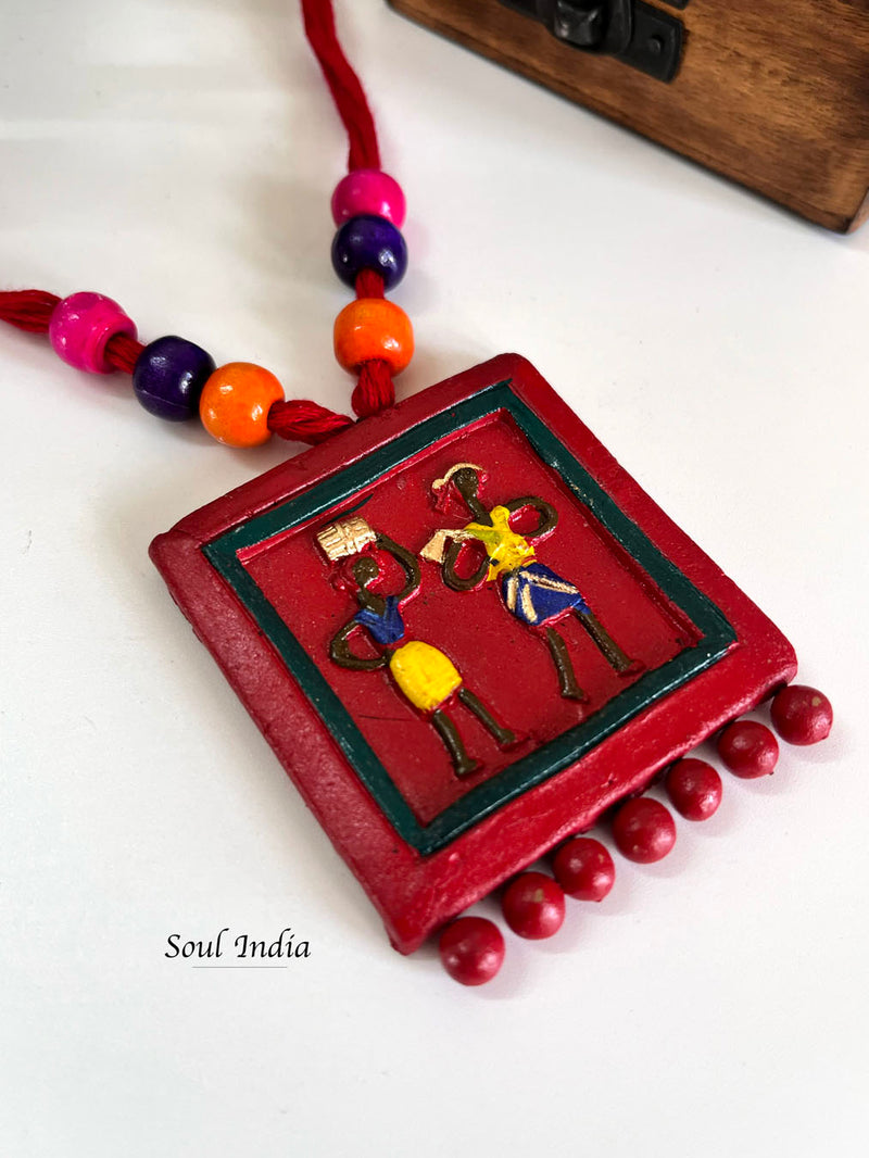 Handmade Terracotta Warli Art Jewellery Set