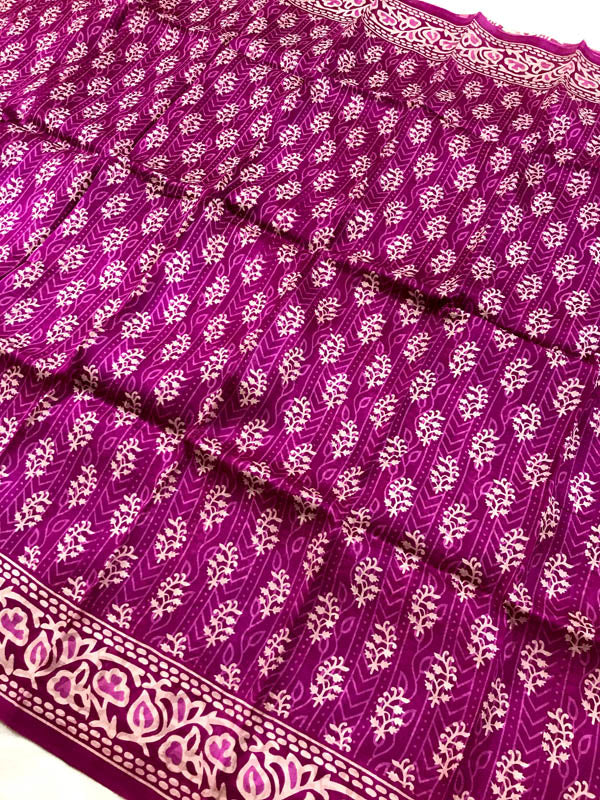 Authentic Bengal Pure Silk Floral print Saree- Pink