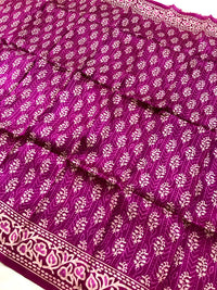 Authentic Bengal Pure Silk Floral print Saree- Pink