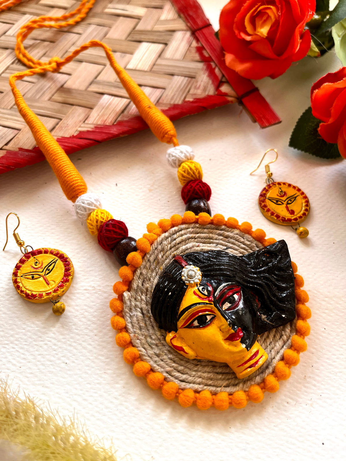 Handmade Durga Terracotta Jewellery Set – Soul India