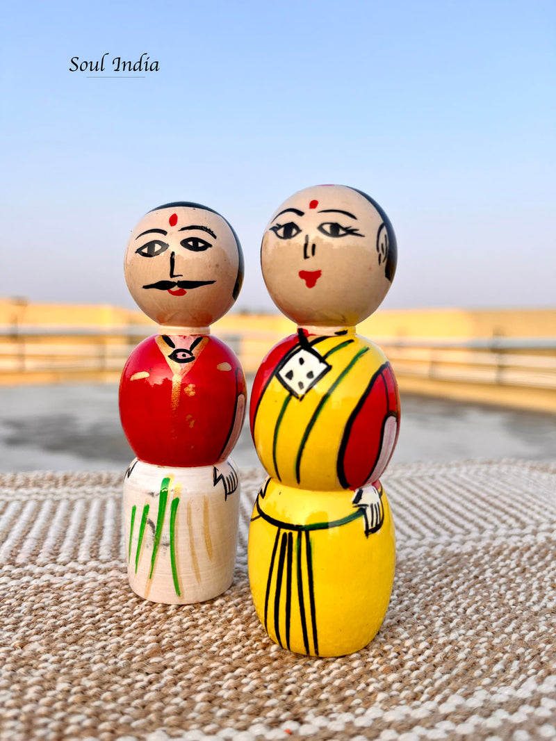 Handcrafted GI TAGGED Channapatna Wooden Village Couple