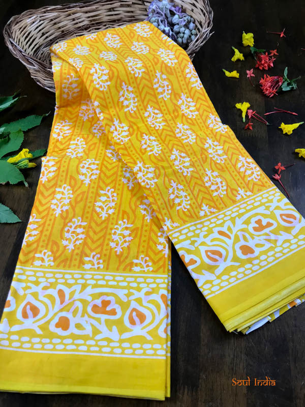 Pure Soft cotton Hand Block Ajrakh Print Saree