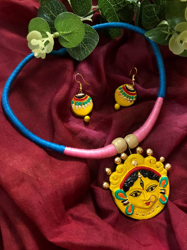 Handmade Terracotta Durga Necklace Set