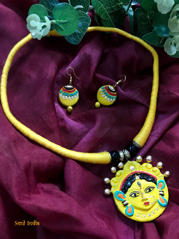 Handmade Terracotta Durga Necklace Set