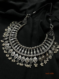 Oxidised Silver Polished Neo Ethnic Necklace