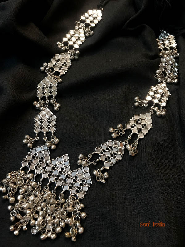 Oxidised Silver Polished Neo-Ethnic Jewellery Necklace