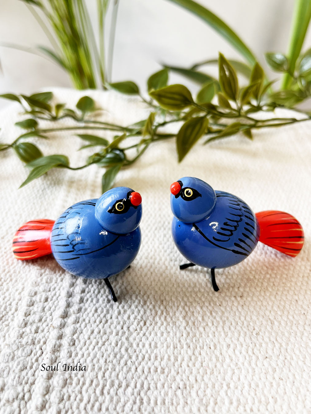 Handcrafted GI TAGGED Etikoppaka Wooden Birds - Blue