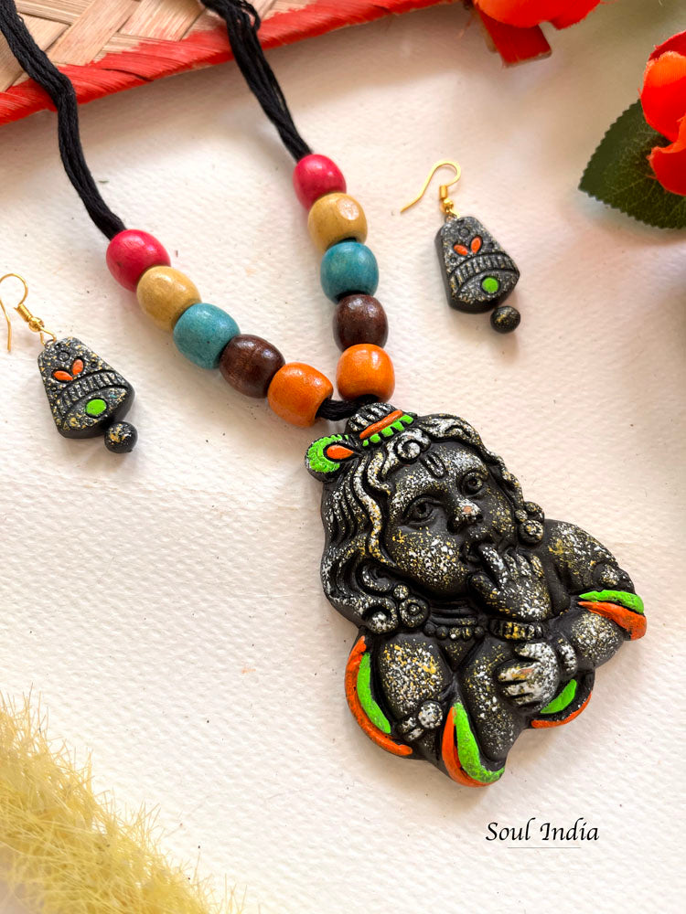 Handmade Krishna Terracotta Jewellery Set