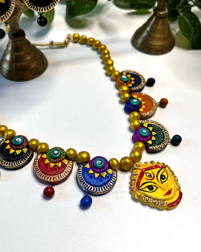 Handmade Statement Durga Terracotta Jewellery Set