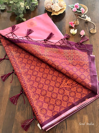 South Silk Saree With Heavy Zari Work - Mauve