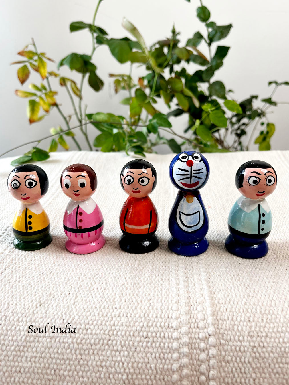 Handcrafted Wooden Doraemon Set – Soul India