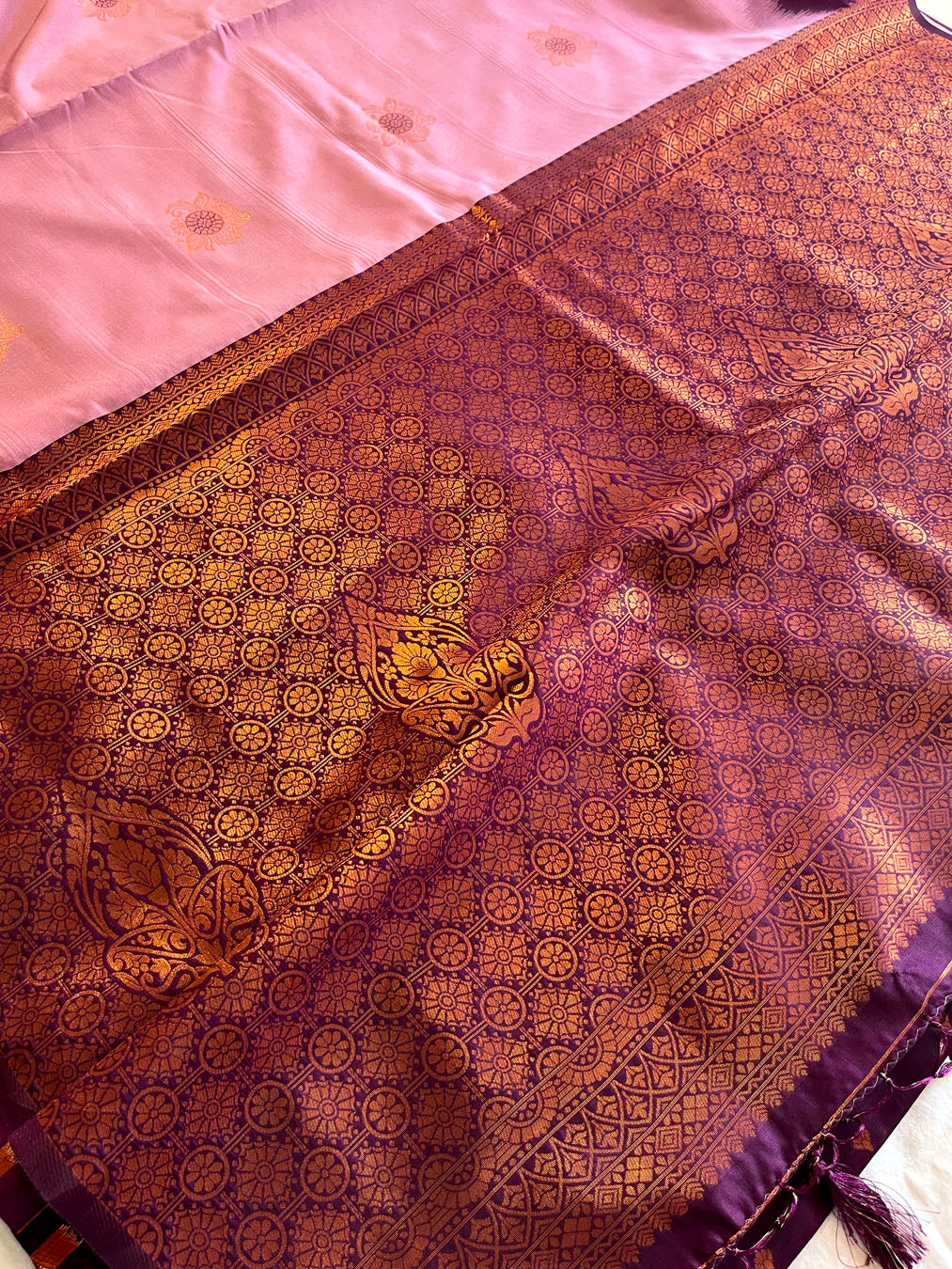 South Silk Saree With Heavy Zari Work - Mauve