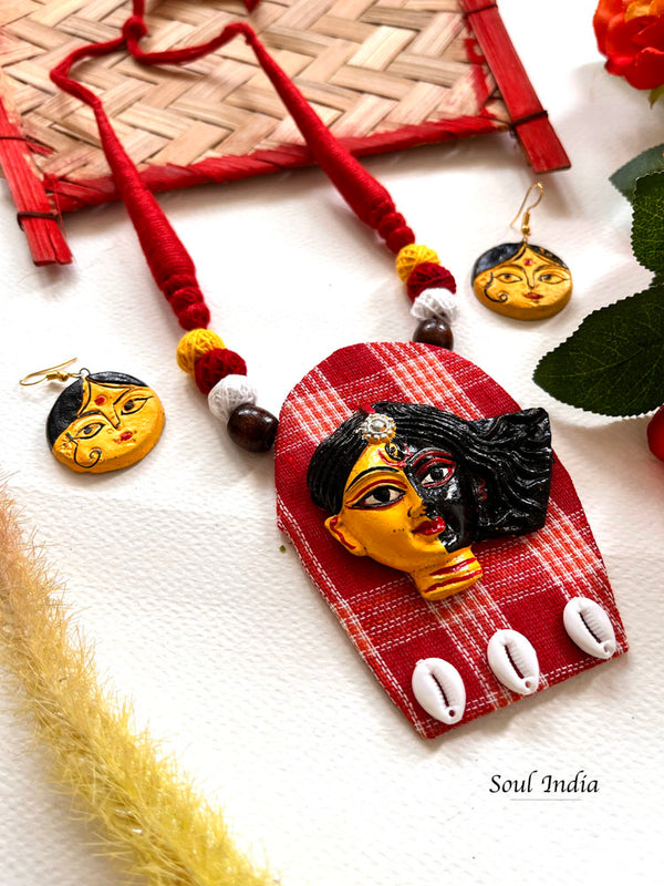 Handmade  Durga Terracotta Jewellery Set