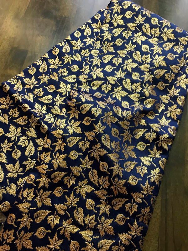 Brocade Suit Fabric With Banarasi Work Stole : Blue